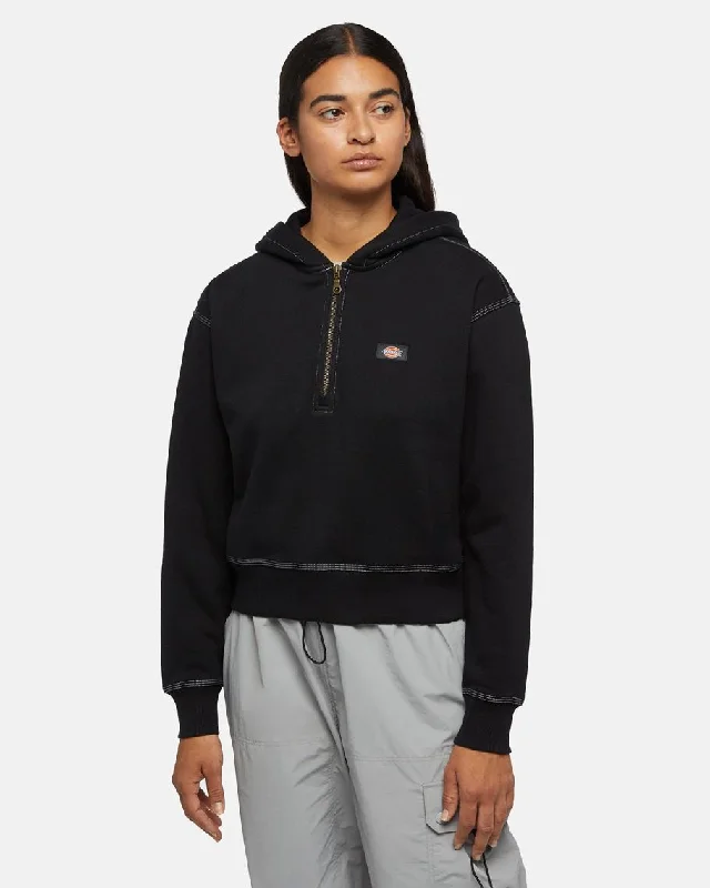 Women's Sporty Hoodies for Active Lifestyle -Oakport 1/4 Zip Hoodie in Black