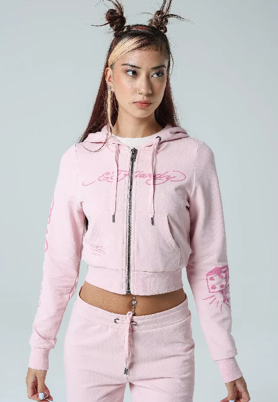 Women's Cropped Hoodies for Trendy Look -Womens Eagle-Till-Death Cropped Zip Through Hoody - Washed Delicacy Women's Cropped Hoodies for Trendy Look -Womens Eagle-Till-Death Cropped Zip Through Hoody - Washed Delicacy