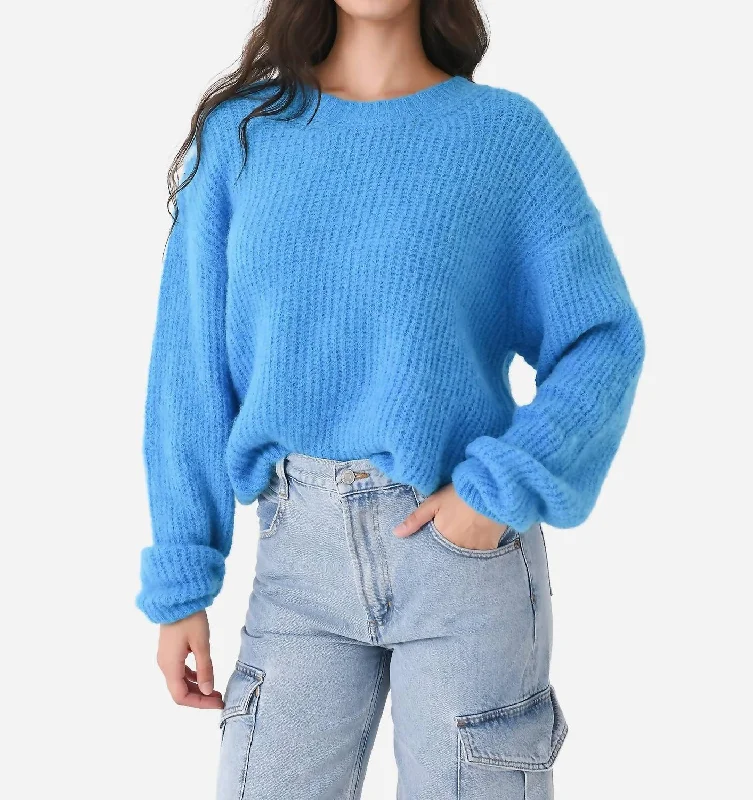 Women's Sweater with Buttoned Neck-East Sweater In Paradisiaque Chine
