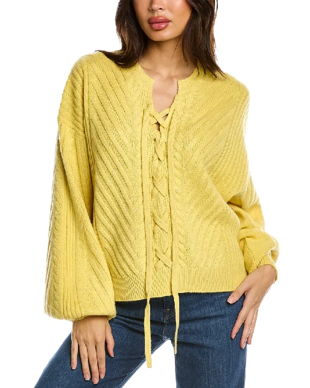 Women's Sweater with Modern Aesthetic-Elie Tahari Balloon Sleeve Wool-Blend Sweater