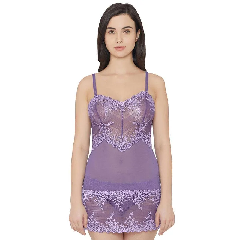 Doll Dress for Formal Doll Event -Embrace Lace Non Padded Non Wired Bridal Wear Short Lace Babydoll Chemise - Purple Doll Dress for Formal Doll Event -Embrace Lace Non Padded Non Wired Bridal Wear Short Lace Babydoll Chemise - Purple