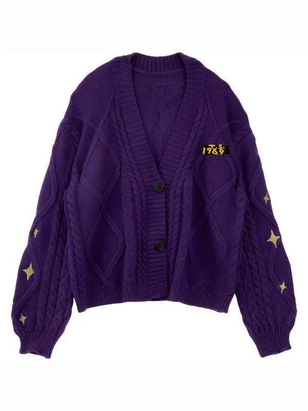 Women's Knit Cardigans Sweater-Embroidered Loose Casual Women Cardigan Sweater