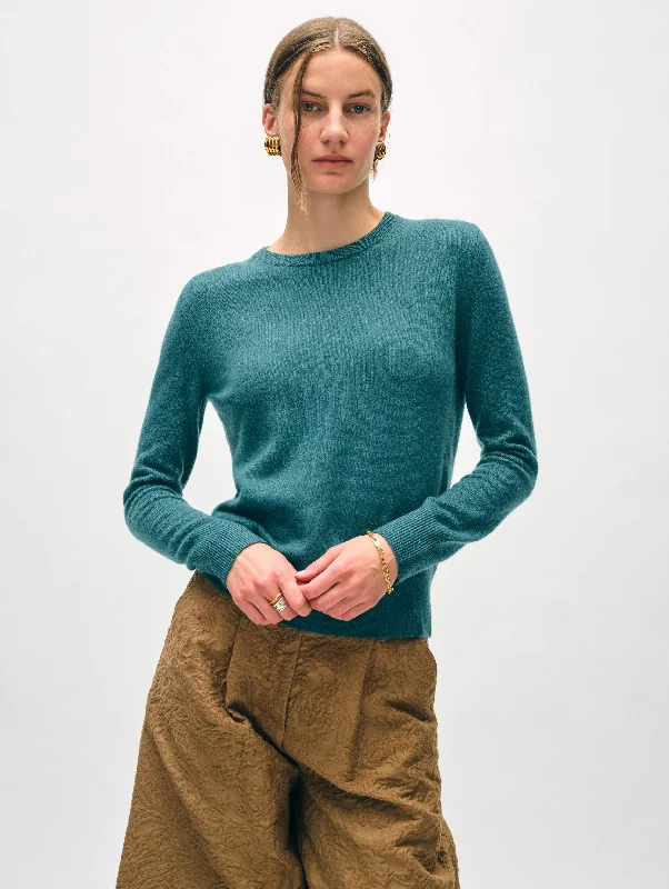 Women's Sweater with Sporty Vibe-Cashmere Crewneck