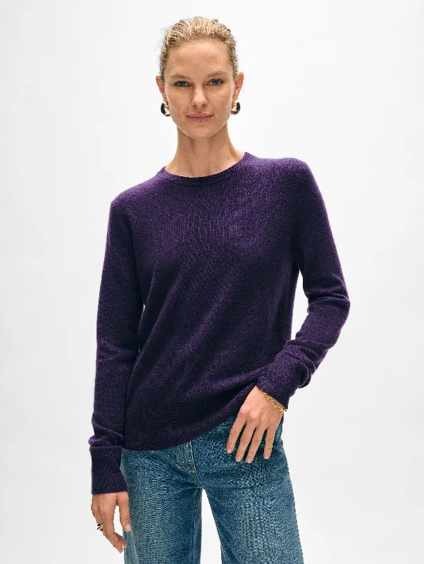 Women's Sweater for Cold Evening Wear-Cashmere Crewneck