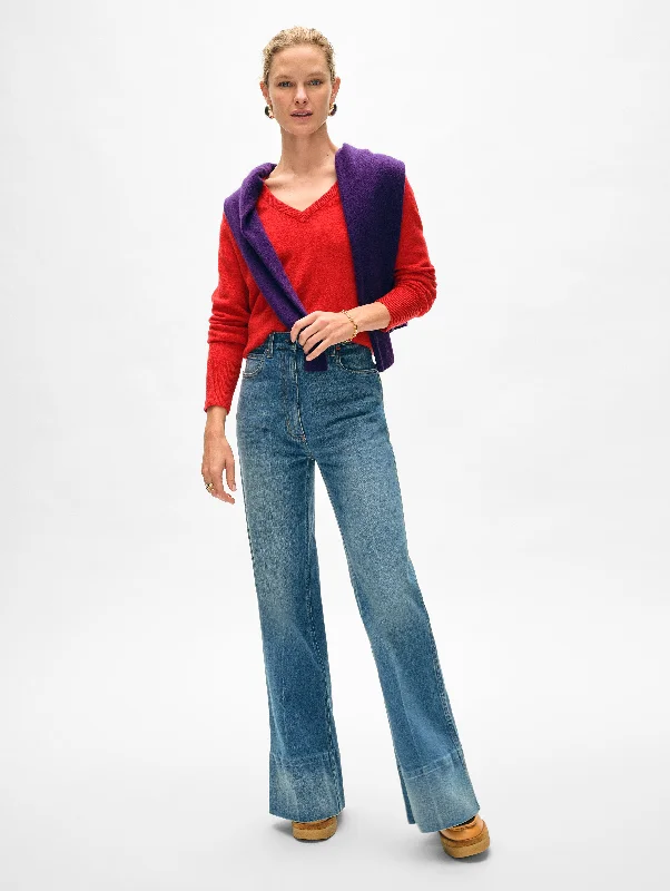 Women's Sweater with Modish Design-Cashmere V Neck