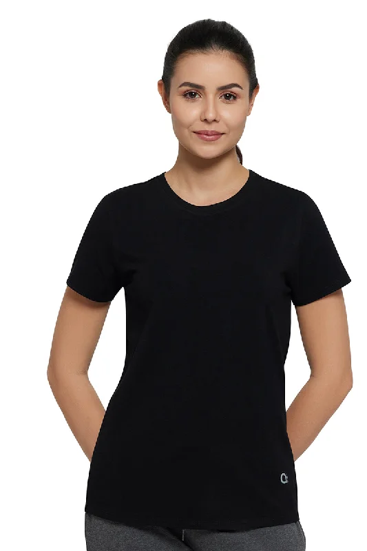 Women's High-Low Top -Essential Crew Neck Tee - Black