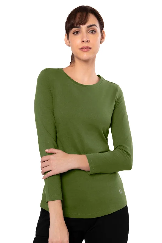 Women's Stretch Long Sleeve Shirt for Comfort -Essential Long Sleeve Round Neck T-Shirt - Cypress Women's Stretch Long Sleeve Shirt for Comfort -Essential Long Sleeve Round Neck T-Shirt - Cypress