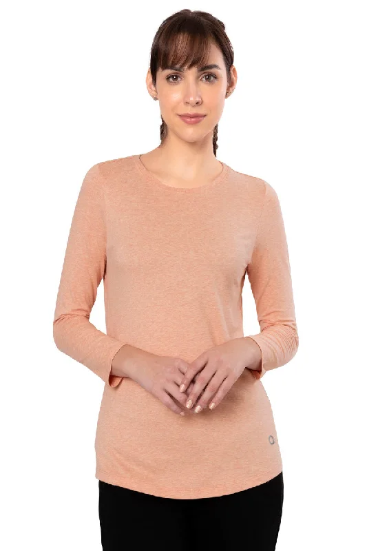 Women's Lightweight Long Sleeve T-shirt with Design -Essential Long Sleeve Round Neck T-Shirt - Peach Blossom Marl Women's Lightweight Long Sleeve T-shirt with Design -Essential Long Sleeve Round Neck T-Shirt - Peach Blossom Marl