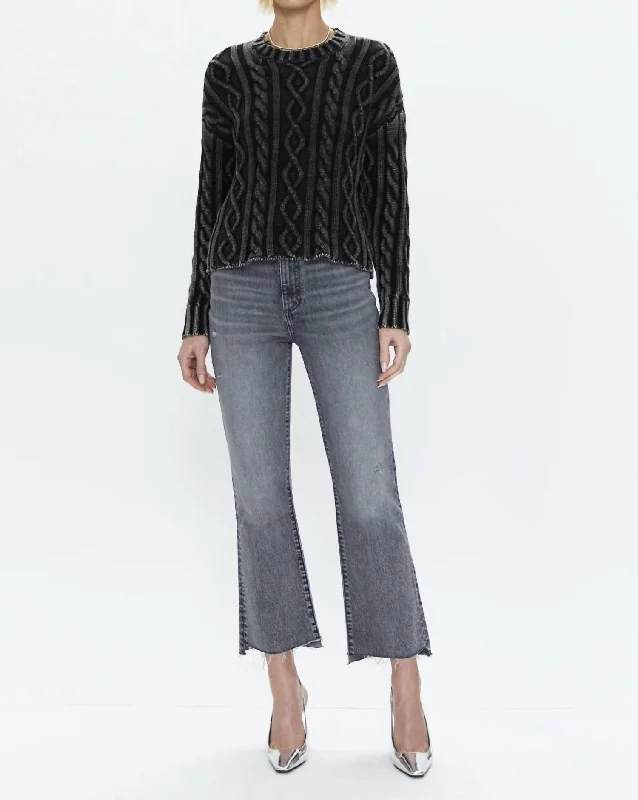 Women's Simple Wool Knit Pullover Sweater for Casual Wear-Eva Pullover Sweater In Sandwashed Black