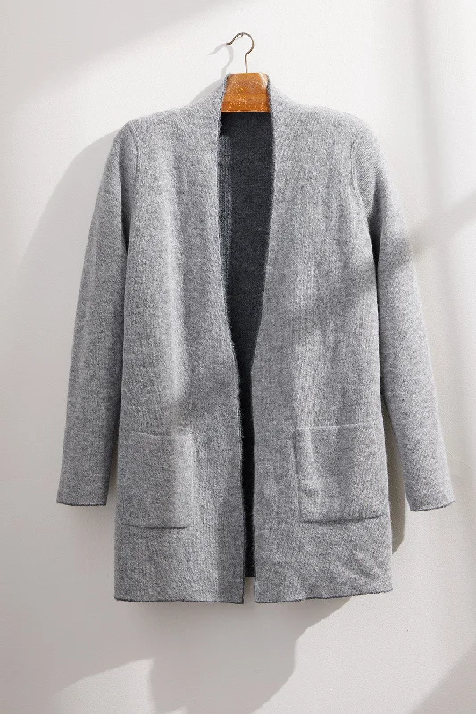 Women's Sweater with Cable Knit-Women's Baby Alpaca Reversible Sweater Jacket
