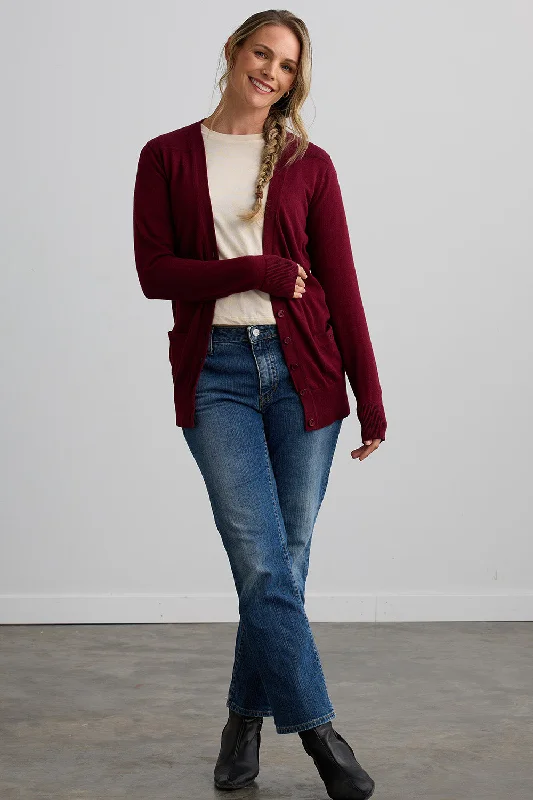 Women's Cardigans Sweater with Tie Front-Women's Organic Boyfriend Cardigan Sweater