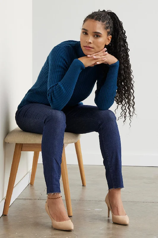 Women's Sweater for Casual Look-Women's Organic Cotton Ribbed Turtleneck Sweater