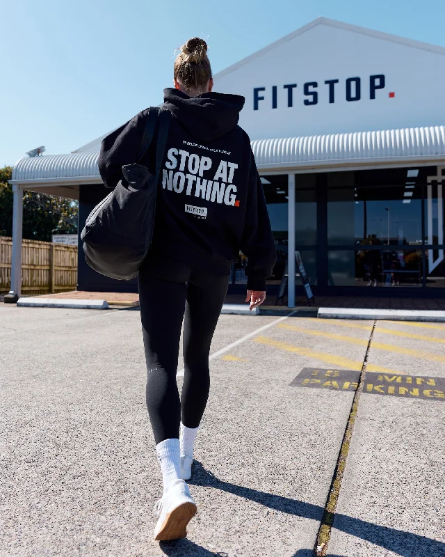 Women's Hoodies with Hood for Extra Warmth -Unisex Fitstop Stop at Nothing Hoodie Oversize - Black Women's Hoodies with Hood for Extra Warmth -Unisex Fitstop Stop at Nothing Hoodie Oversize - Black