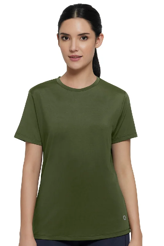 Women's Drawstring Top -Flaunt Crew Neck Tee - Cypress