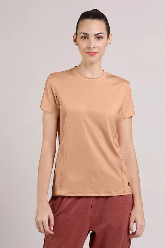 Women's Longline Top -Flaunt Workout Tee - Cafe Creme