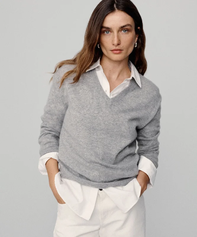 Women's Sweater with Fur Sleeves-Flynn Cashmere Sweater