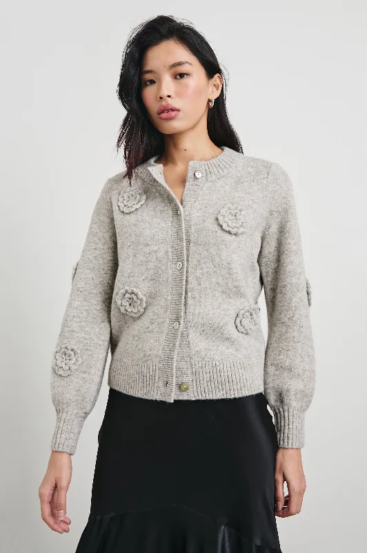 Women's Cardigans Sweater with Cozy Fit-FRANCESCA CARDIGAN - HEATHER GREY