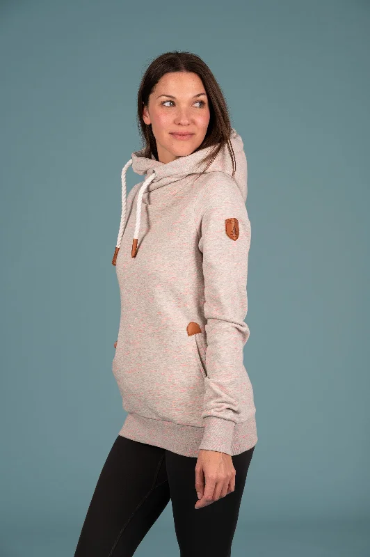 Women's Hoodies with Bold Logo Designs -Gemma Heather Grey Pink Hoodie