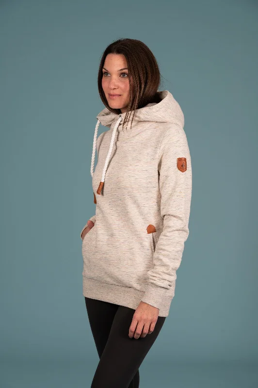 Women's Long Hoodies for Stylish Look -Gemma Heather Ivory Hoodie Multi