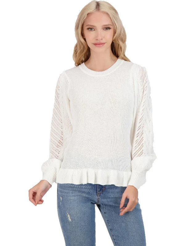 Women's Casual Wool Knit Pullovers Sweater-Gemma Womens Ruffled Crewneck Pullover Sweater Women's Casual Wool Knit Pullovers Sweater-Gemma Womens Ruffled Crewneck Pullover Sweater