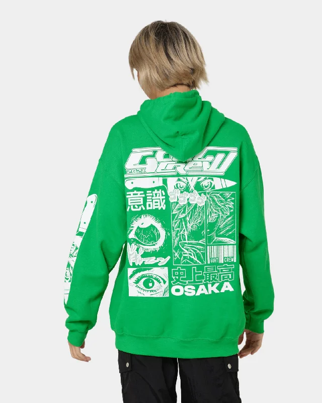 Women's Hoodies with Contrasting Piping -Goat Crew Osaka Hoodie Green