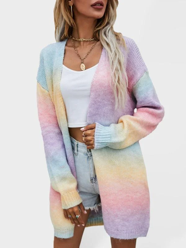 Women's Cardigans Sweater with Comfort Fit-Gradient Tie-Dye  Women Cardigan Sweater