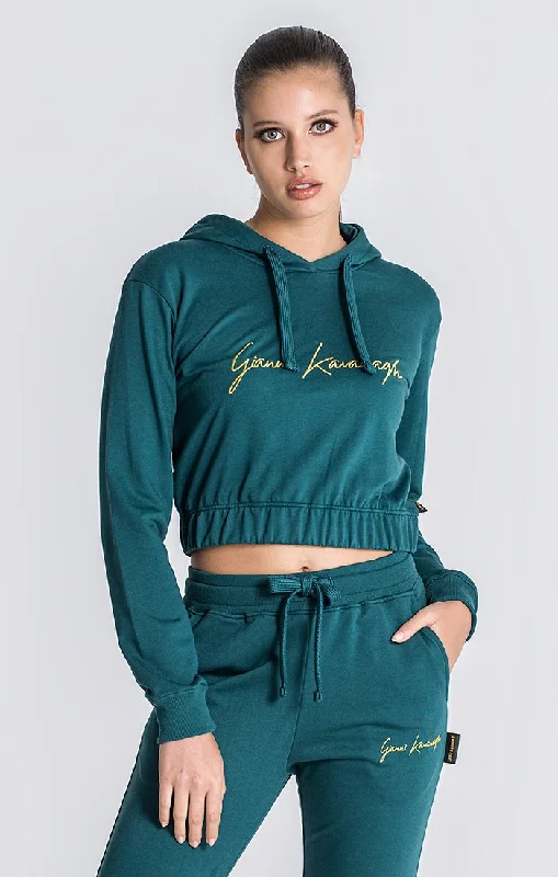 Women's Hoodies for Jogging and Exercising -Green Winners Planet Cropped Hoodie