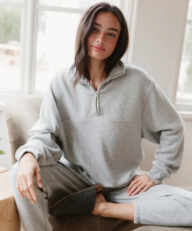 Women's Sweater with Decorative Zippers-Half Zip Sweatshirt