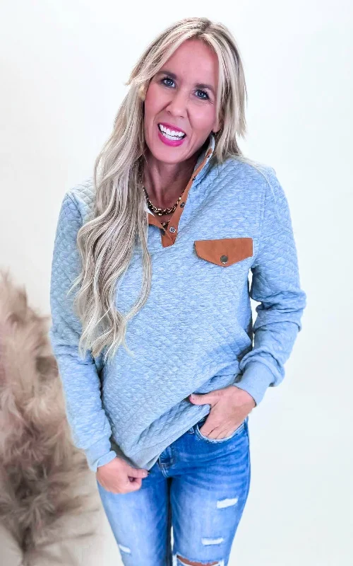 Women's Pullovers Sweater with Ribbed Collar-Heather Grey Diamond Pullover Sweater