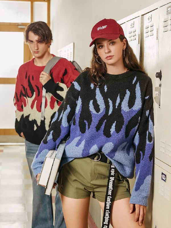 Women's Knit Sweater for Casual Fridays -Indie Flame Knitted Sweater