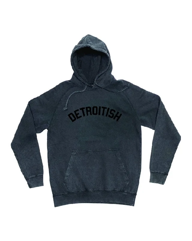 Women's Hoodies for Casual and Sporty Outfits -Ink Detroit Detroitish Mineral Wash Hoodie - Black