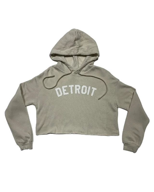 Women's Hoodies for Hiking and Outdoors -Ink Detroit Fleece Crop Hoodie - Heather Dust