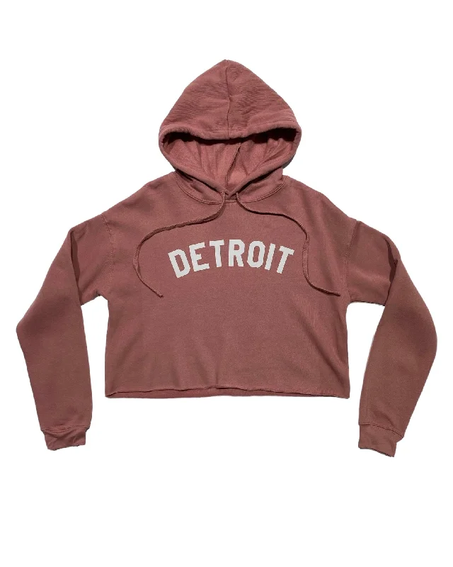 Women's Hoodies with Side Slits for Breathability -Ink Detroit Fleece Crop Hoodie - Mauve