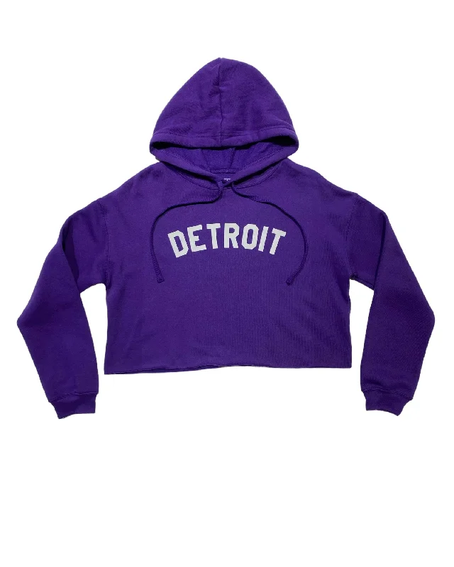 Women's Hoodie Jackets for Layered Looks -Ink Detroit Fleece Crop Hoodie - Purple