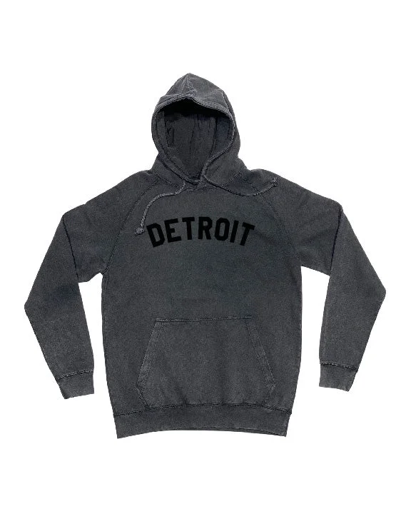 Women's Hoodies for Airport Style -Ink Detroit Mineral Wash Hoodie - Black