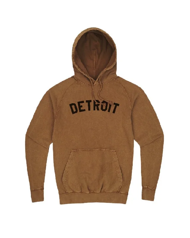 Women's Hoodies for Layering with Jackets -Ink Detroit Mineral Wash Hoodie - Camel