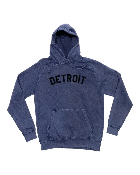 Women's Stretchy Hoodies for Active Lifestyles -Ink Detroit Mineral Wash Hoodie - Denim Blue