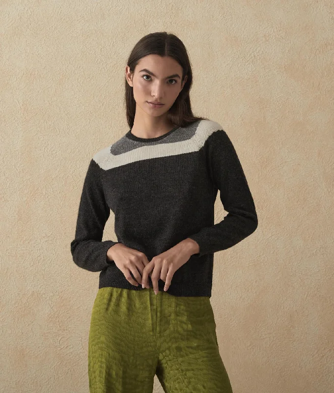 Women's Sweater for Smart Layers-Intarsia Yoked Sweater
