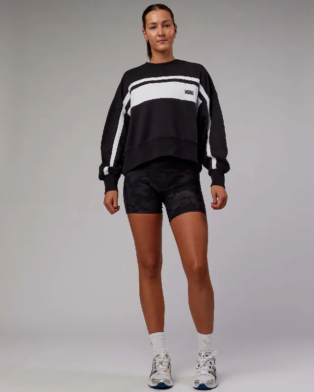Women's Hoodies with Stretchy Fabric for Comfort -Intercept Sweater - Black-White