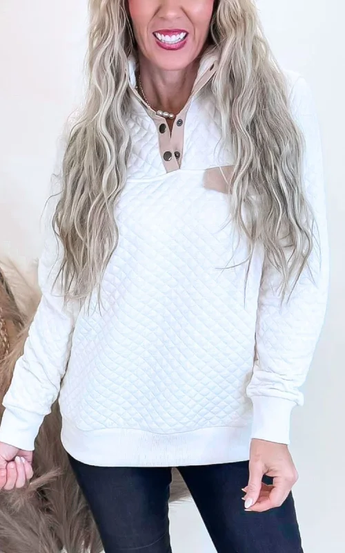 Women's Pullover Sweater for Street Style-Ivory Diamond Pullover Sweater
