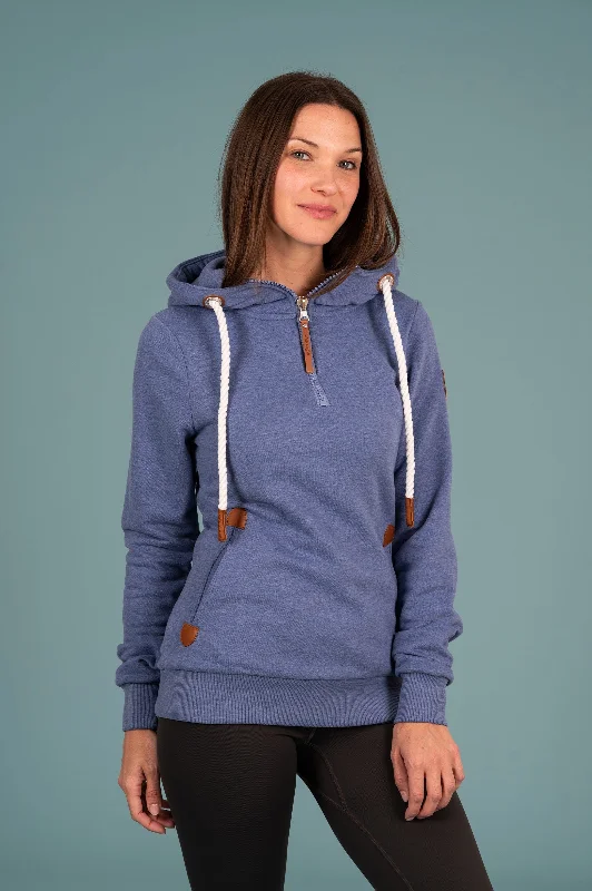 Women's Hoodies for Relaxing After Workout -Ivy Half-Zip Hoodie Mineral Blue