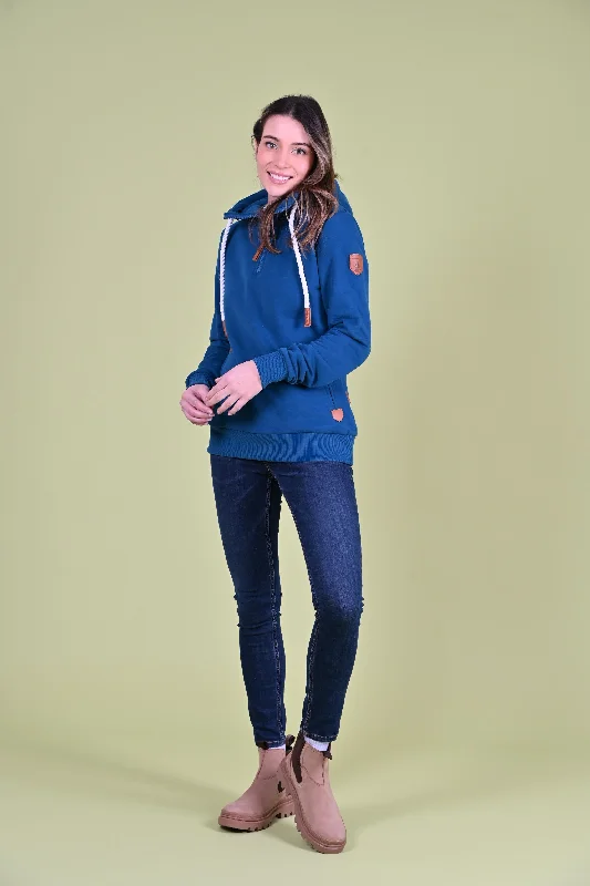 Women's Soft Hoodies for Cozy Evenings -Ivy Half-Zip Hoodie Real Teal