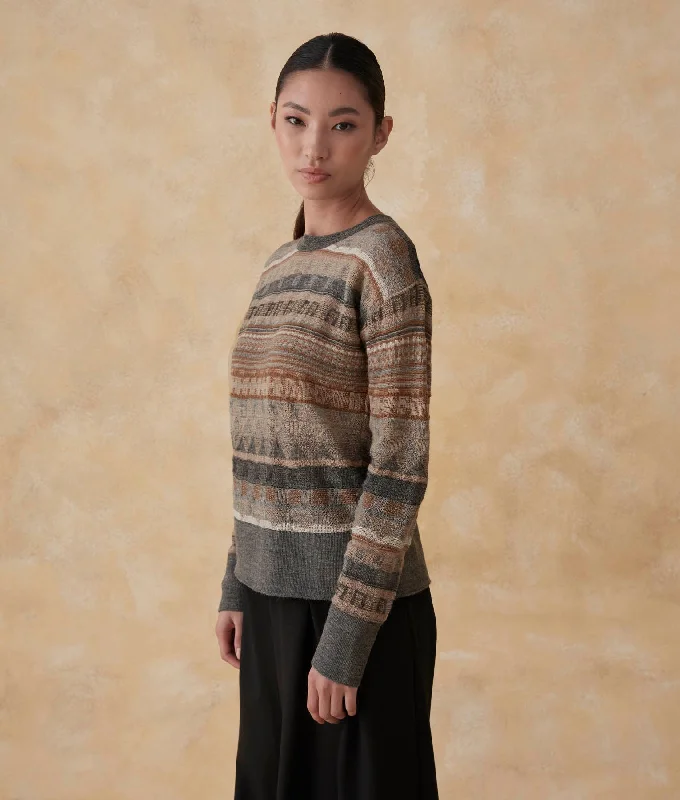 Women's Sweater with Thick Knit-Jacquard Cropped Sweater