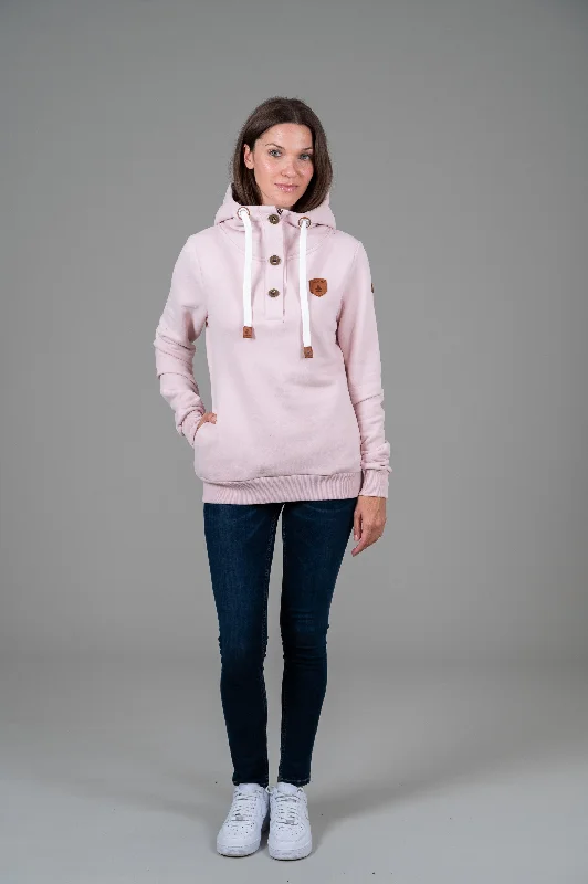 Women's Hoodies for Trendy Activewear Style -Jas Sepia Rose Button Neck Hoodie