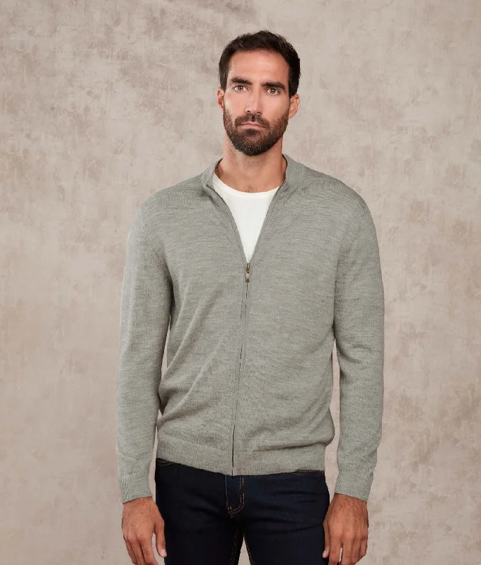 Women's Sweater with Lace-Trimmed Hem-Jersey Mock Neck Cardigan