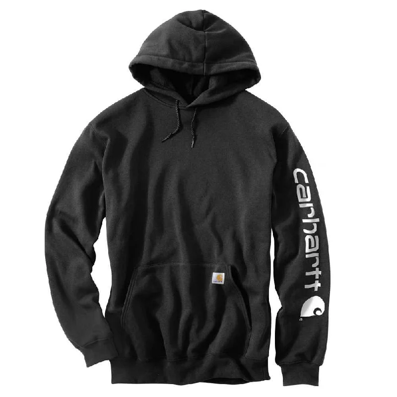 Women's Fashion Hoodies for Streetwear -K288 Loose Fit Midweight Logo Sleeve Graphic Hoodie - Black