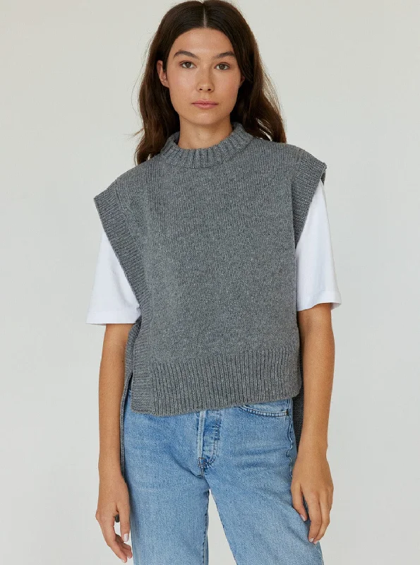 Women's Lightweight Vests Sweater-Kalvos Merino Wool Vest - Dove Grey
