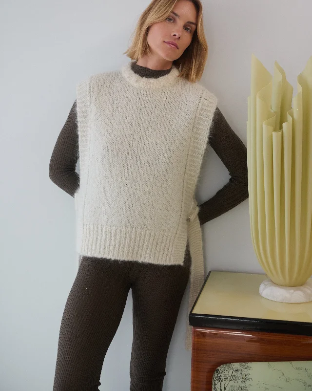 Women's Soft Wool Vests Sweater-Kalvos: Sea Salt Mohair Vest