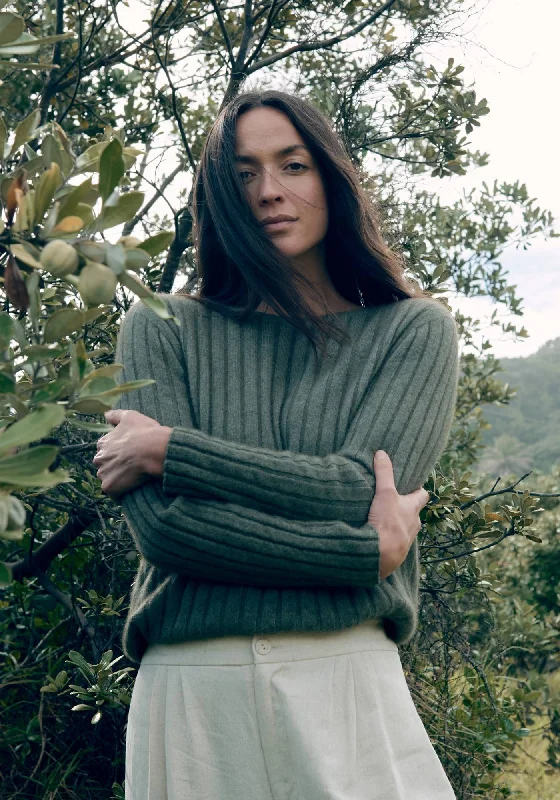 Women's Sweater with Beautiful Embellishments-Kapua Rib Crew