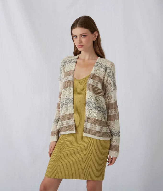 Women's Sweater for Smart Winter Layers-Lace & Jacquard Cardigan